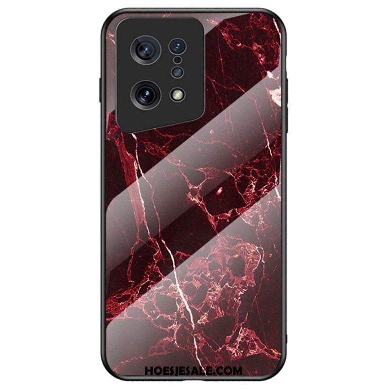 Hoesje voor Oppo Find X5 Gekleurd Marmer Gehard Glas