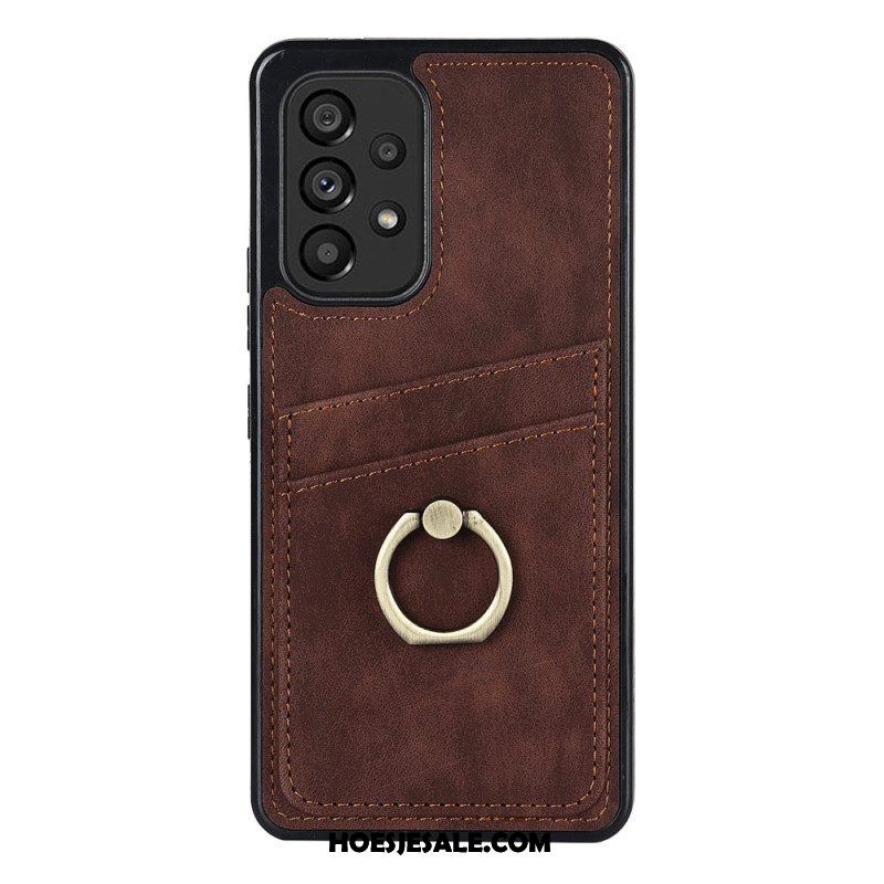 Hoesje voor Samsung Galaxy A53 5G Vintage Ringbeugel En Kaarthouder