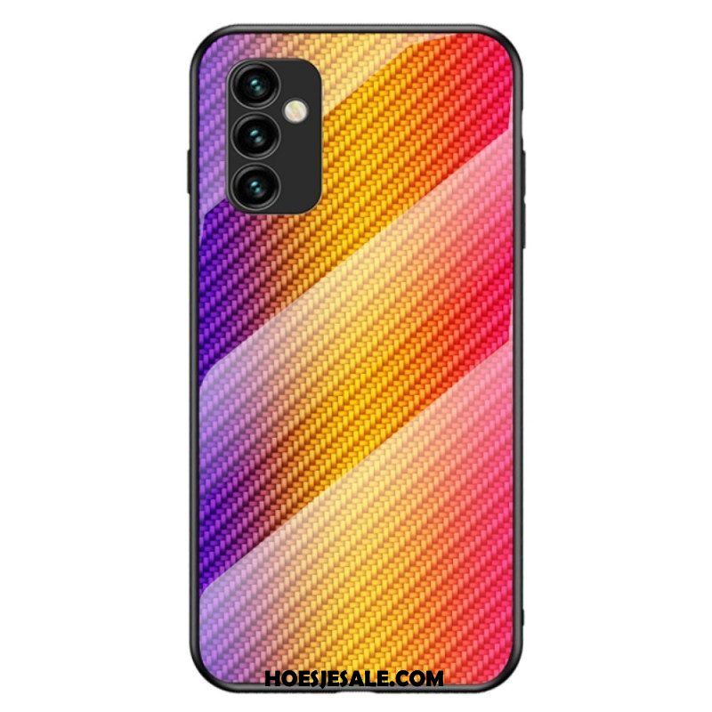 Hoesje voor Samsung Galaxy M23 5G Koolstofvezel Gehard Glas