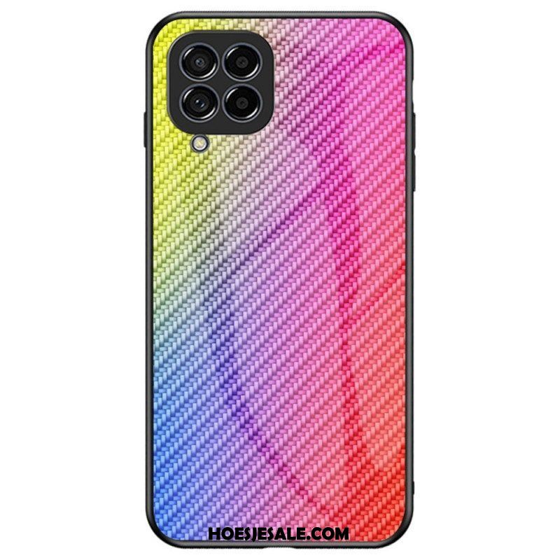 Hoesje voor Samsung Galaxy M53 5G Koolstofvezel Gehard Glas