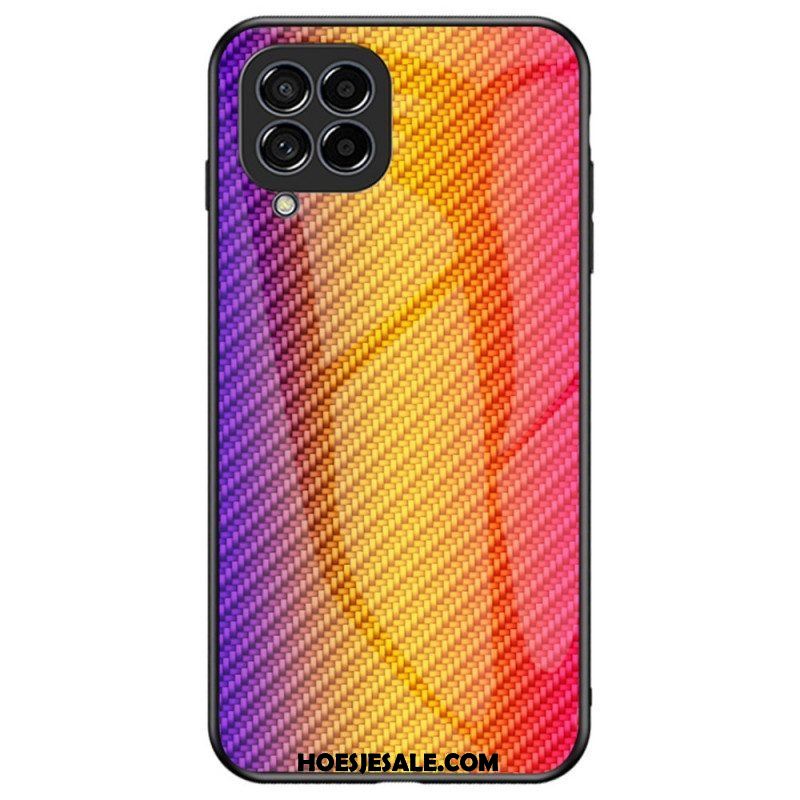 Hoesje voor Samsung Galaxy M53 5G Koolstofvezel Gehard Glas