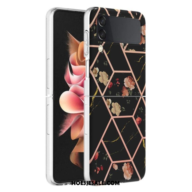 Hoesje voor Samsung Galaxy Z Flip 4 Folio-hoesje Bloemen Marmer