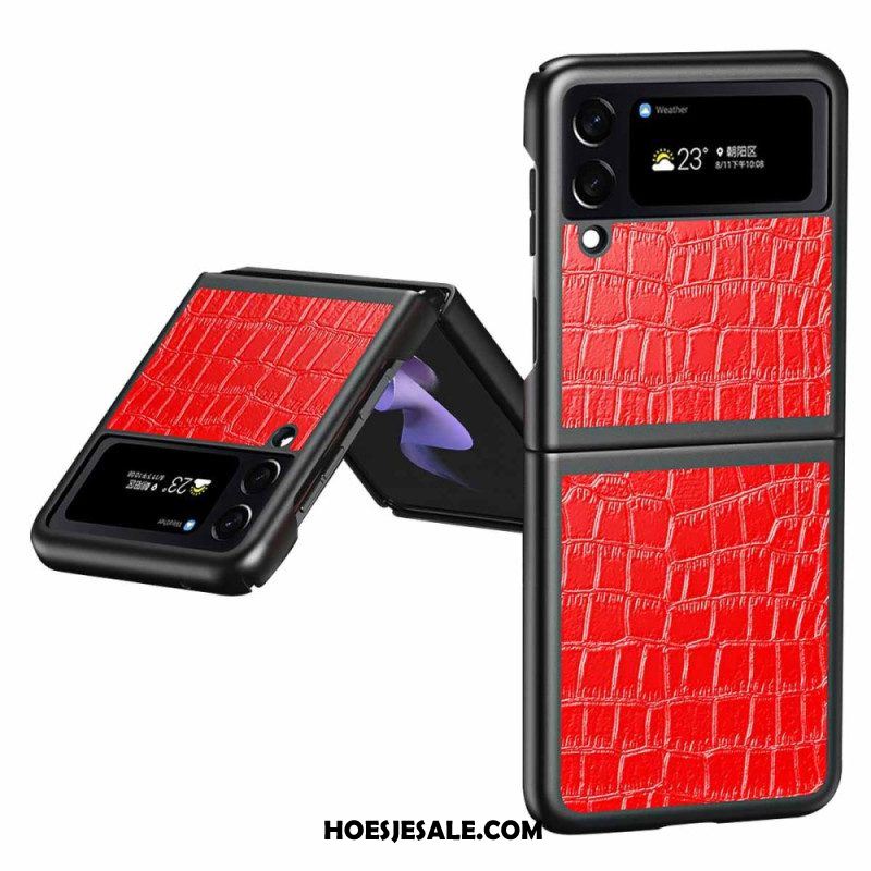 Hoesje voor Samsung Galaxy Z Flip 4 Folio-hoesje Krokodillenhuidstijl