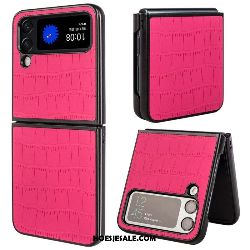 Hoesje voor Samsung Galaxy Z Flip 4 Folio-hoesje Krokodillenhuidstijl