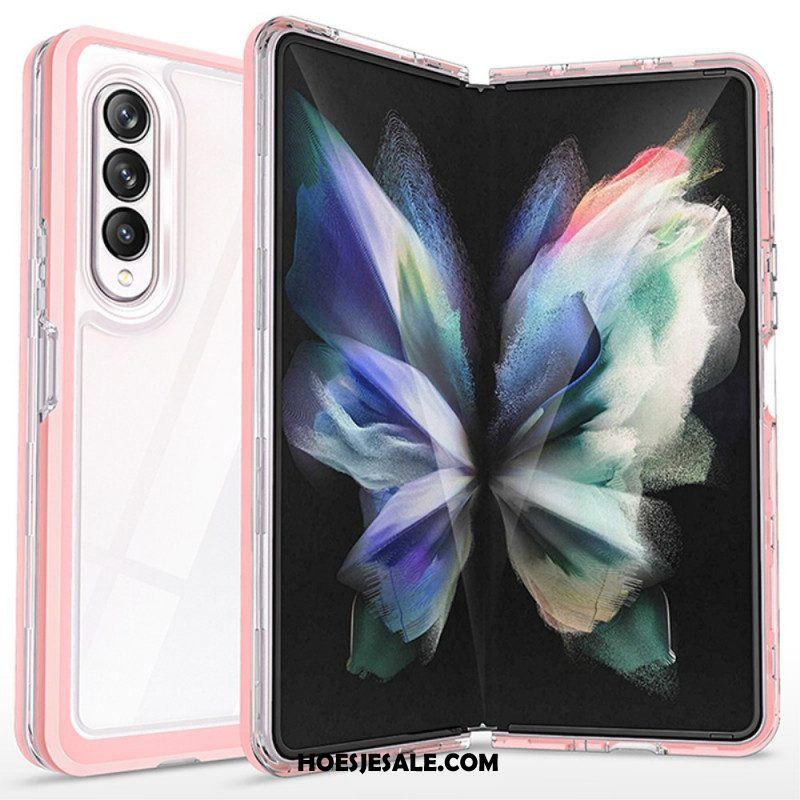 Hoesje voor Samsung Galaxy Z Fold 3 5G Transparante Hybride Gekleurde Randen