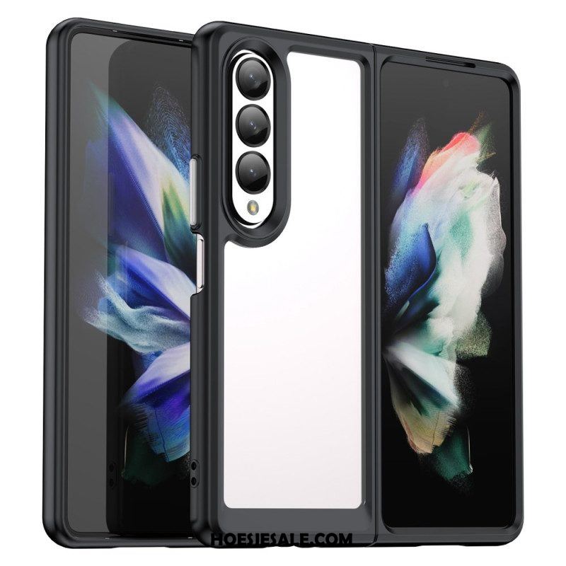 Hoesje voor Samsung Galaxy Z Fold 4 Transparant Gekleurde Randen