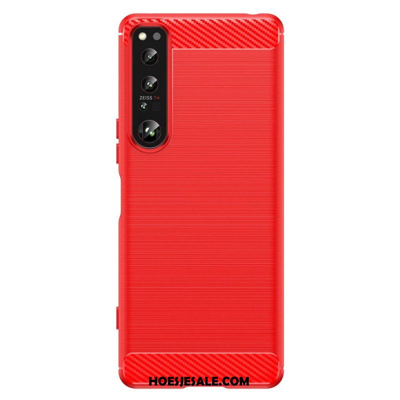 Hoesje voor Sony Xperia 1 IV Geborstelde Koolstofvezel