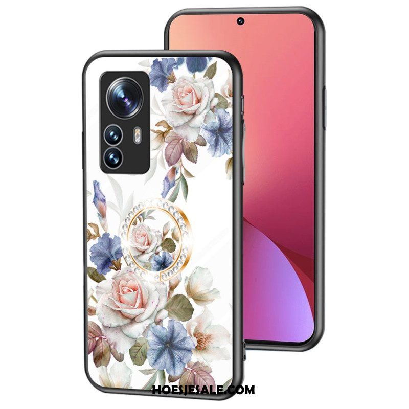 Hoesje voor Xiaomi 12 / 12X Gehard Glas Met Bloemenring