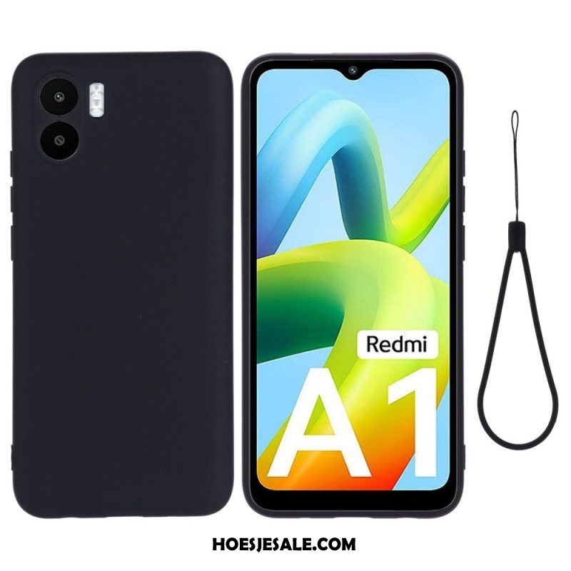 Hoesje voor Xiaomi Redmi A1 Met Ketting Vloeibare Siliconen Met Bandjes