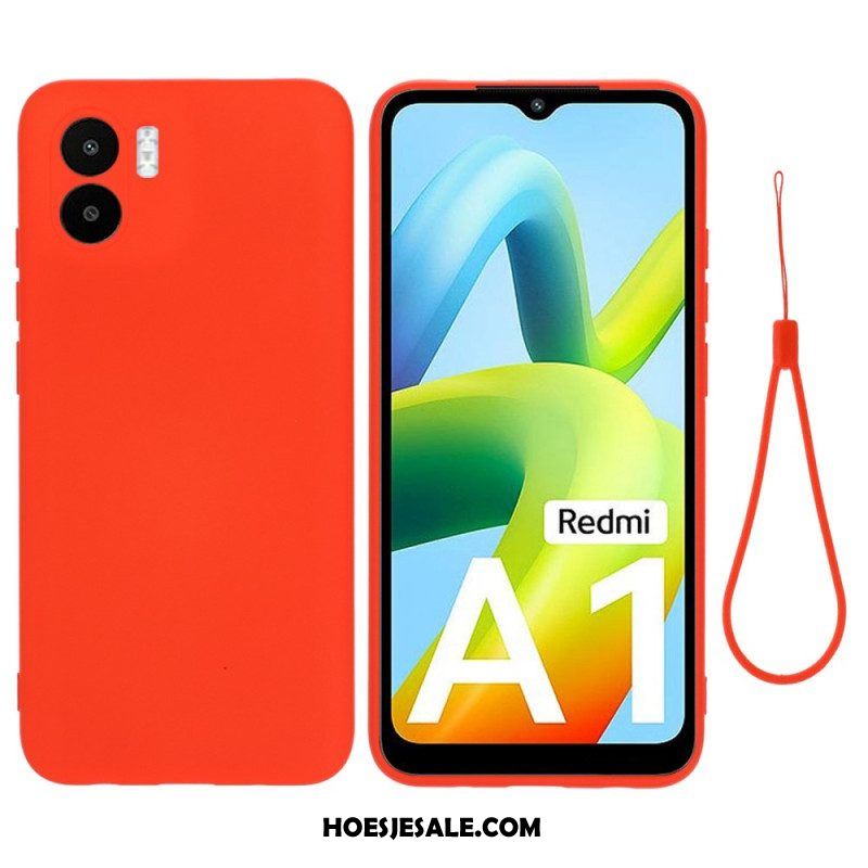 Hoesje voor Xiaomi Redmi A1 Met Ketting Vloeibare Siliconen Met Bandjes