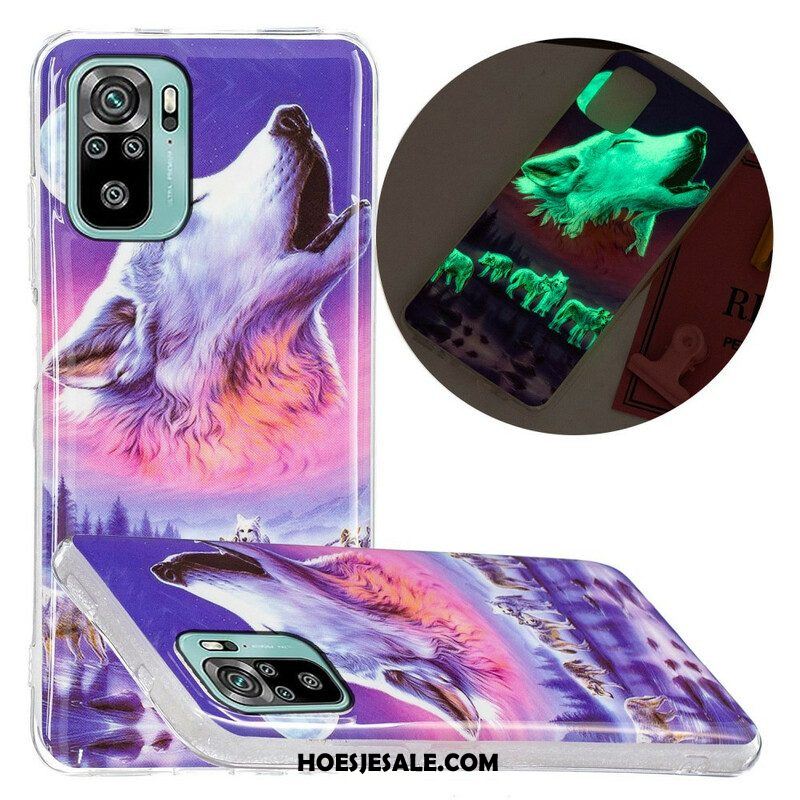 Hoesje voor Xiaomi Redmi Note 10 / 10S Fluorescerende Wolf-serie