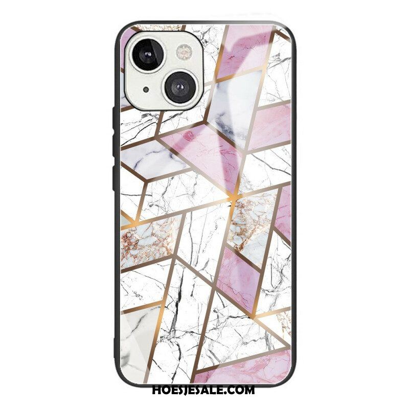 Hoesje voor iPhone 13 Mini Geometrie Marmer Gehard Glas