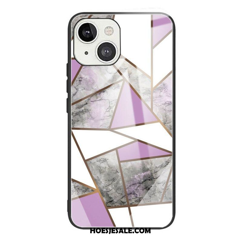 Hoesje voor iPhone 13 Mini Geometrie Marmer Gehard Glas