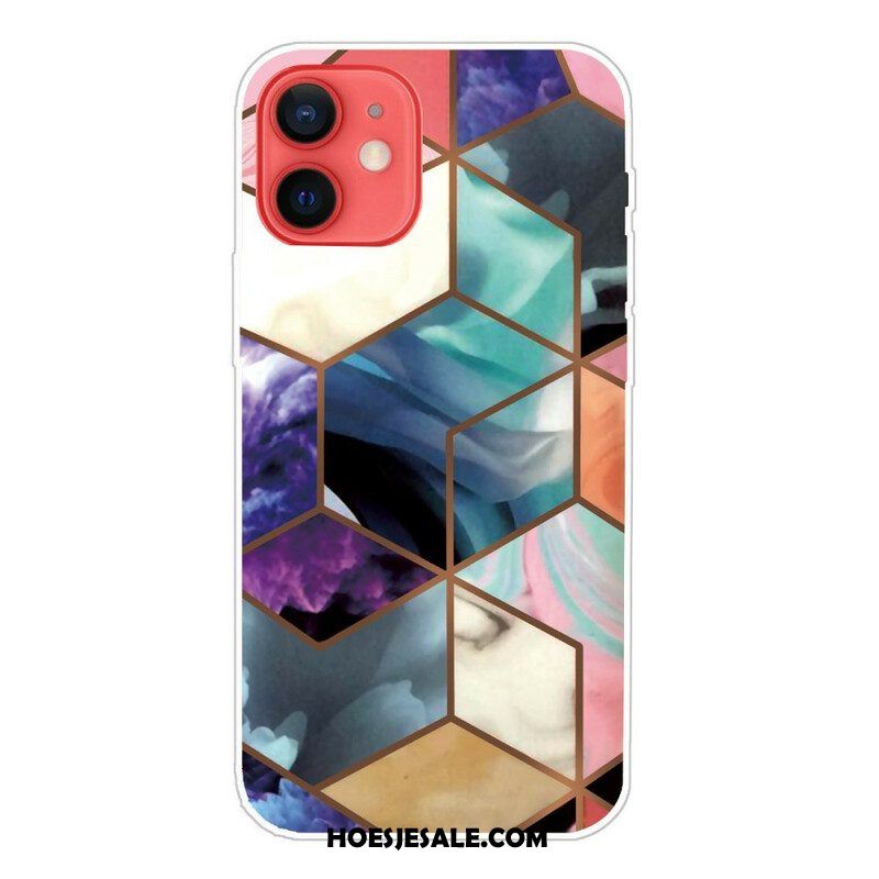 Hoesje voor iPhone 13 Mini Weiger Geometrisch Marmer