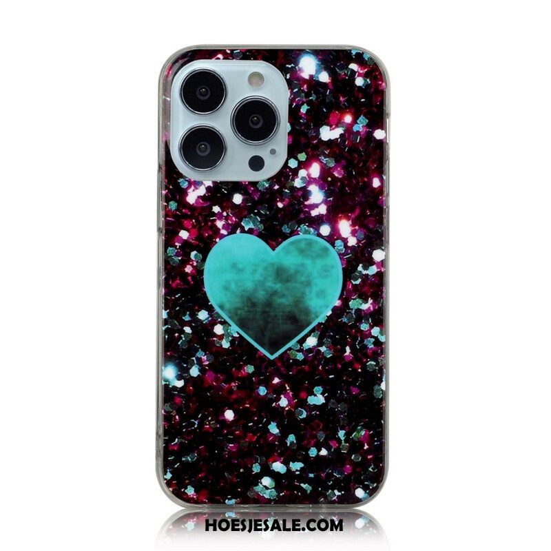 Hoesje voor iPhone 13 Pro Glitter Marmer