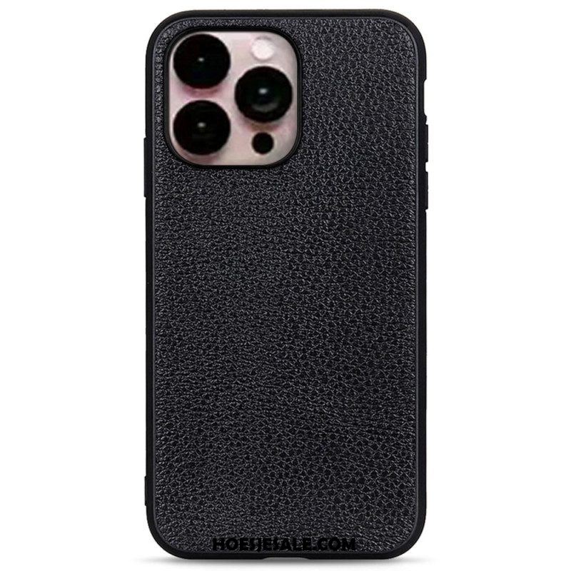 Hoesje voor iPhone 14 Pro Max Echt Litchi-leer