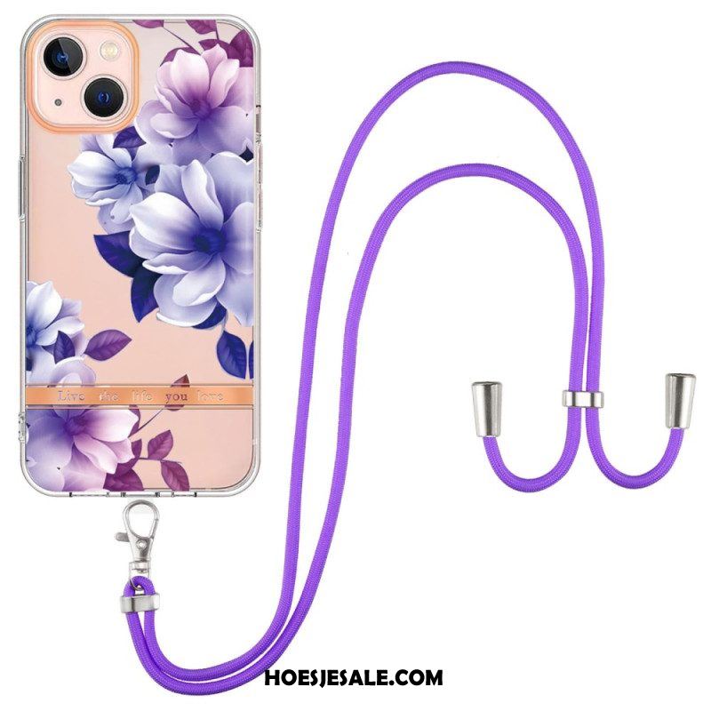 Hoesje voor iPhone 15 Plus Met Koord Cordonbloemen