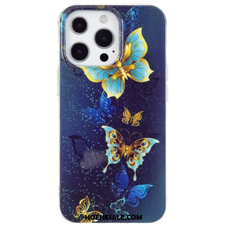 Hoesje voor iPhone 15 Pro Max Fluorescerende Vlinders