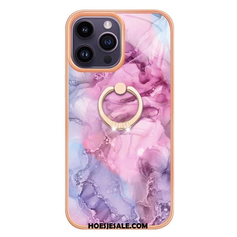 Hoesje voor iPhone 15 Pro Max Marmer Met Steunring