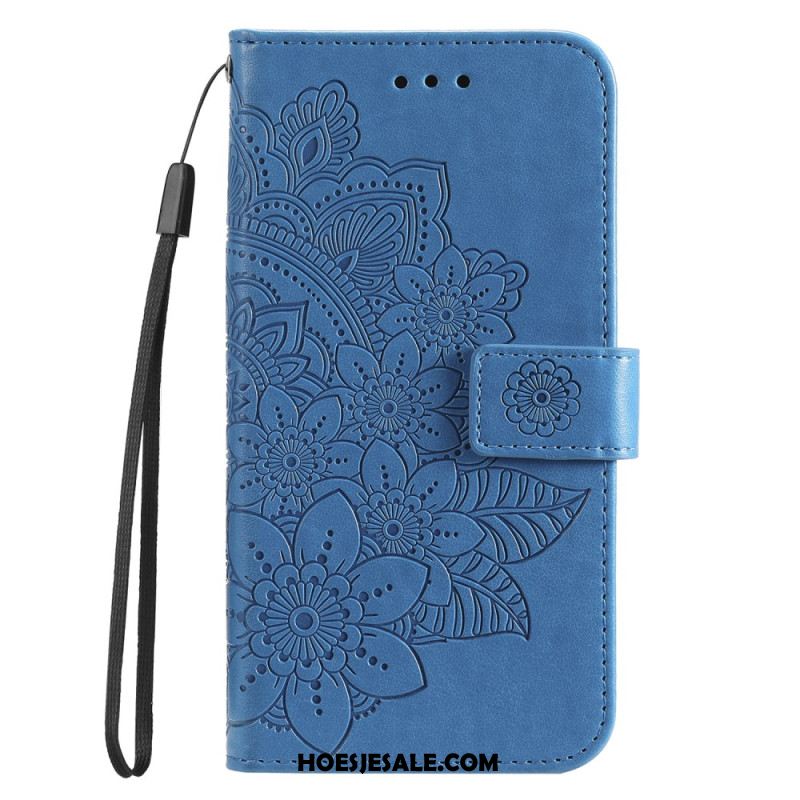 Leren Hoesje Huawei Nova 11 Pro Bandje Met Bloemenprint Bescherming Hoesje