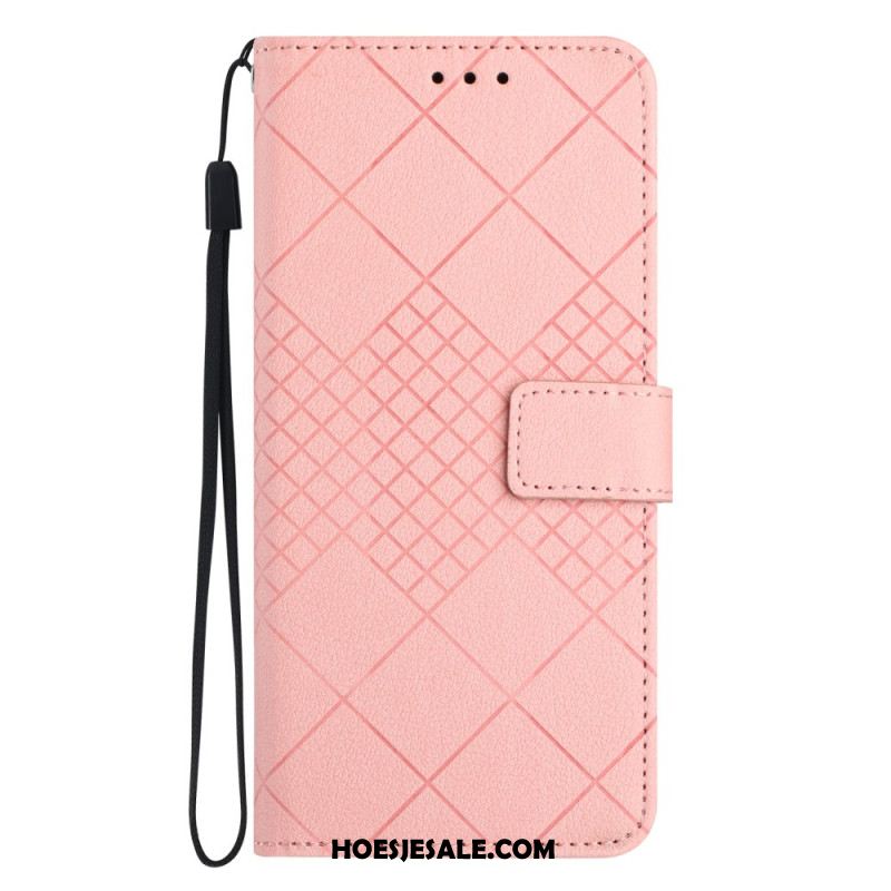 Leren Hoesje Oppo Reno 11f 5g Diamantbandpatroon Bescherming Hoesje