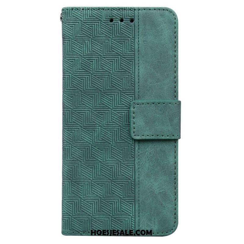 Leren Hoesje Oppo Reno 12 5g Geweven Patroon Met Bandjes Bescherming Hoesje