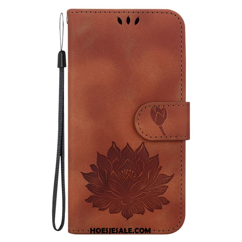 Leren Hoesje Oppo Reno 12 5g Lotusbloem Bescherming Hoesje