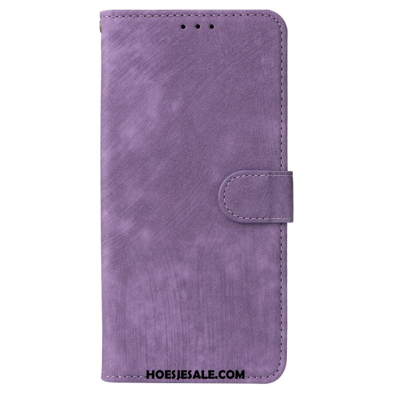 Leren Hoesje Oppo Reno 12 5g Suède-effect Met Riempje