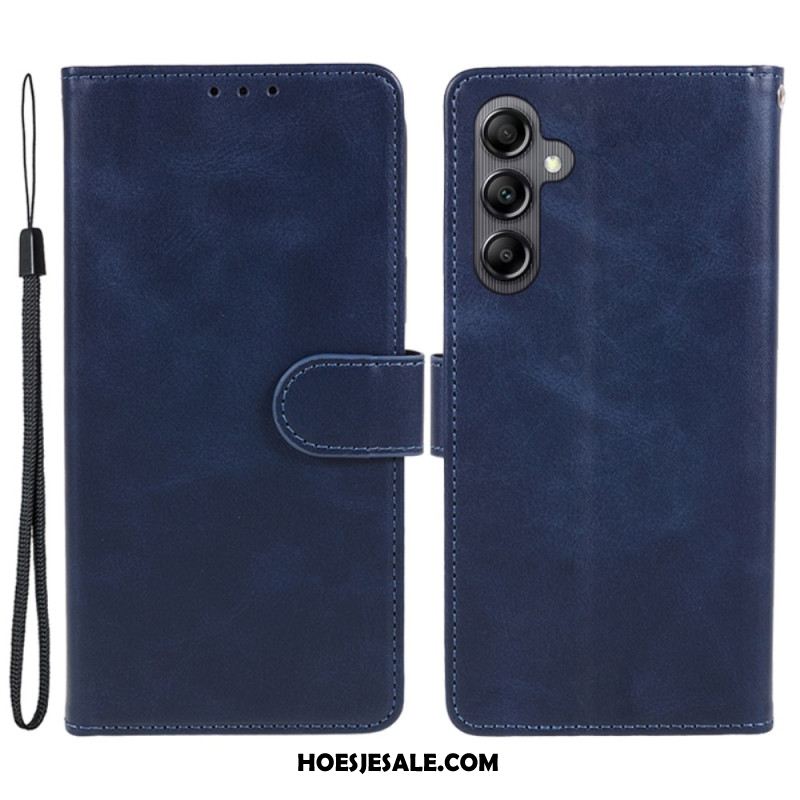 Leren Hoesje Samsung Galaxy A15 5g Effen Leerstijl Met Riem Bescherming Hoesje