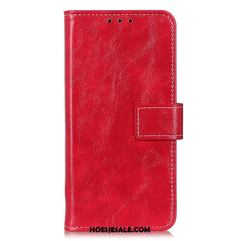 Leren Hoesje Samsung Galaxy S24 5g Imitatielakleer Zichtbare Stiksels Bescherming Hoesje