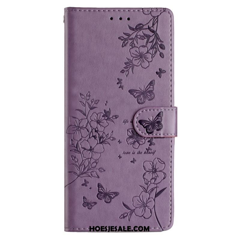 Leren Hoesje Samsung Galaxy S24 Fe Bloemen Bescherming Hoesje