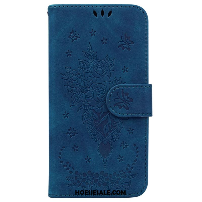 Leren Hoesje Samsung Galaxy S24 Fe Boeket Rozen Met Riem