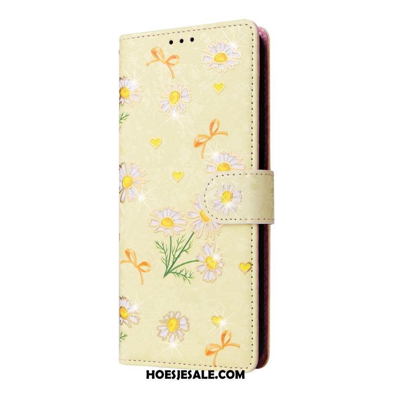 Leren Hoesje Samsung Galaxy S24 Fe Rfid Blokkerende Fleurettes Bescherming Hoesje