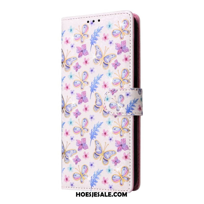 Leren Hoesje Samsung Galaxy S24 Fe Rfid Blokkerende Fleurettes Bescherming Hoesje