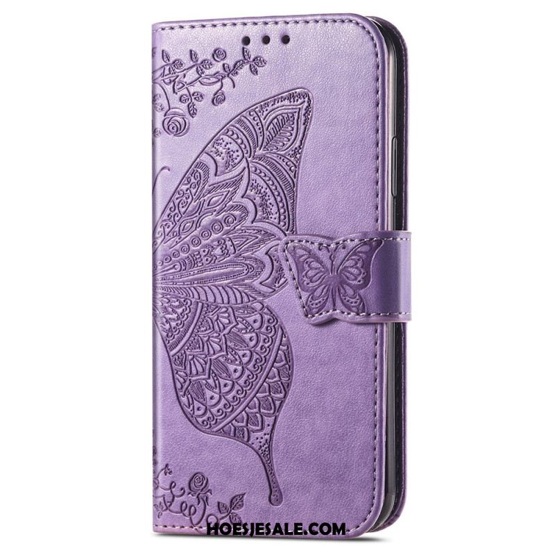 Leren Hoesje Samsung Galaxy S24 Ultra 5g Barok Vlinder Met Riem Bescherming Hoesje