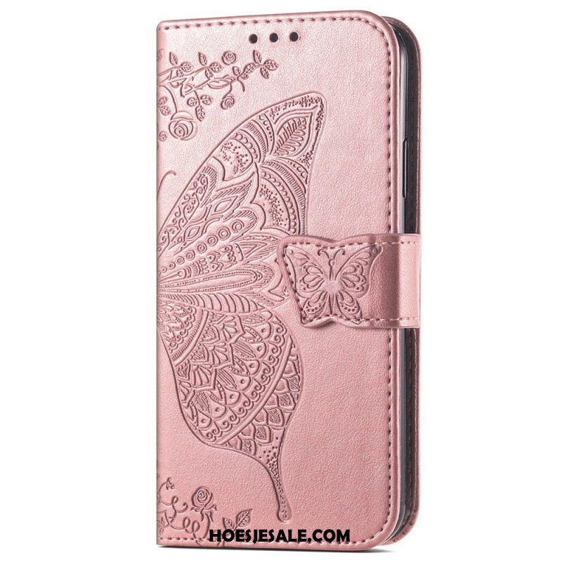 Leren Hoesje Samsung Galaxy S24 Ultra 5g Barok Vlinder Met Riem Bescherming Hoesje