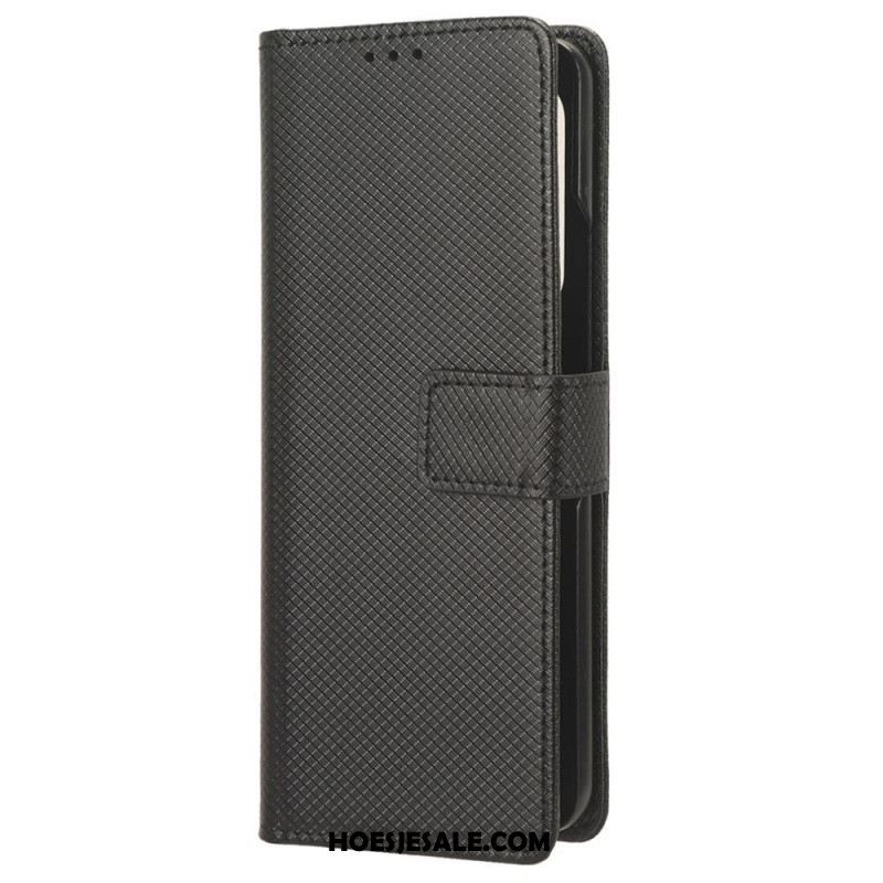 Leren Hoesje Samsung Galaxy Z Fold 5 Bandpunten Bescherming Hoesje