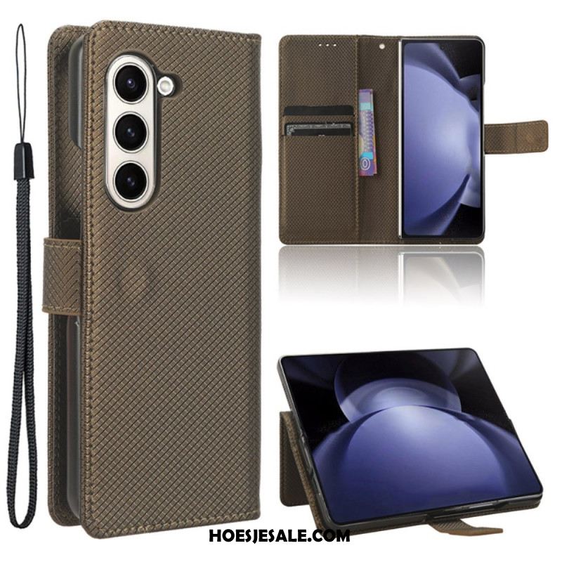 Leren Hoesje Samsung Galaxy Z Fold 6 Strappunten Bescherming Hoesje