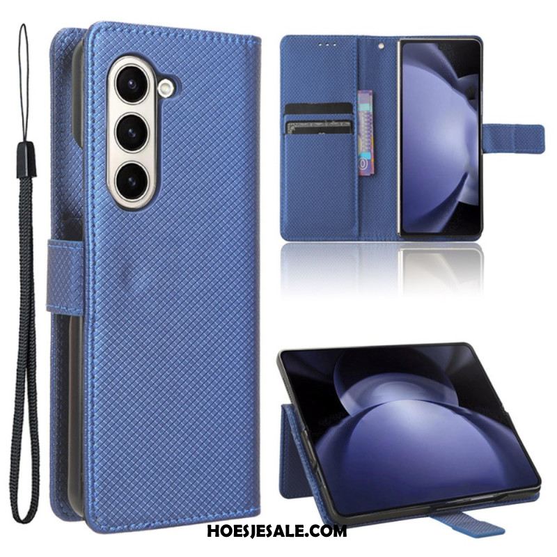 Leren Hoesje Samsung Galaxy Z Fold 6 Strappunten Bescherming Hoesje