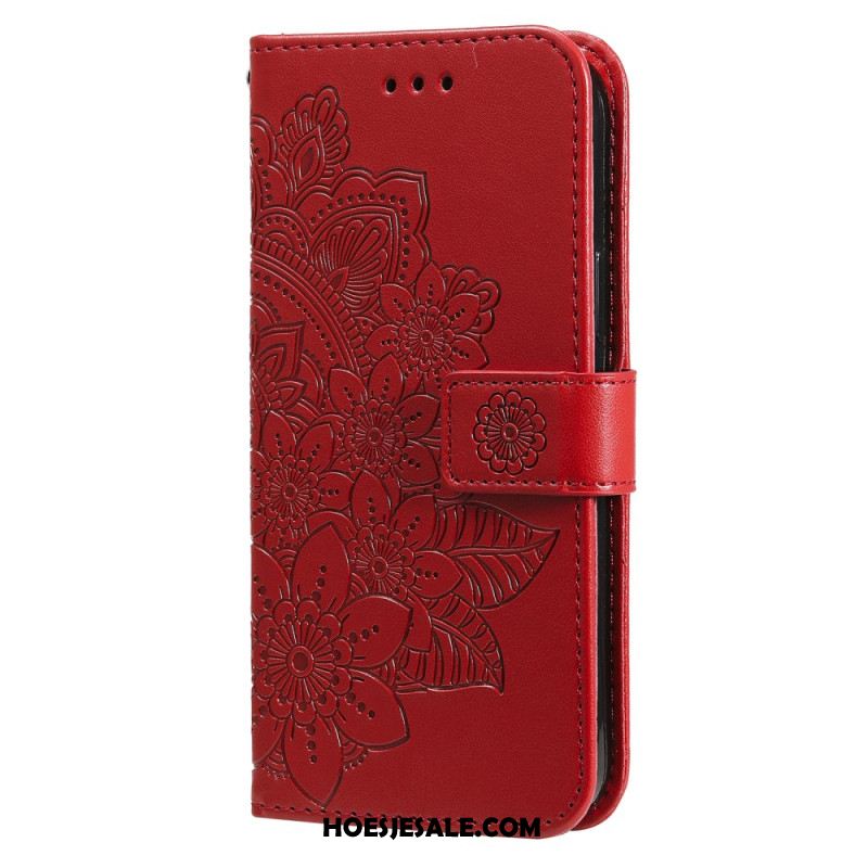 Leren Hoesje Voor Samsung Galaxy S24 5g Bloemenmandala Met Koord