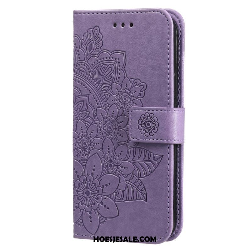 Leren Hoesje Voor Samsung Galaxy S24 5g Bloemenmandala Met Koord