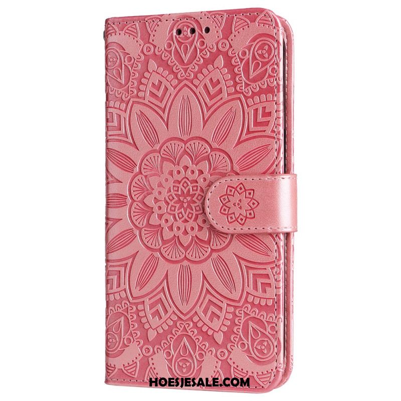 Leren Hoesje Voor Samsung Galaxy S24 5g Flamboyante Mandala Met Riempje