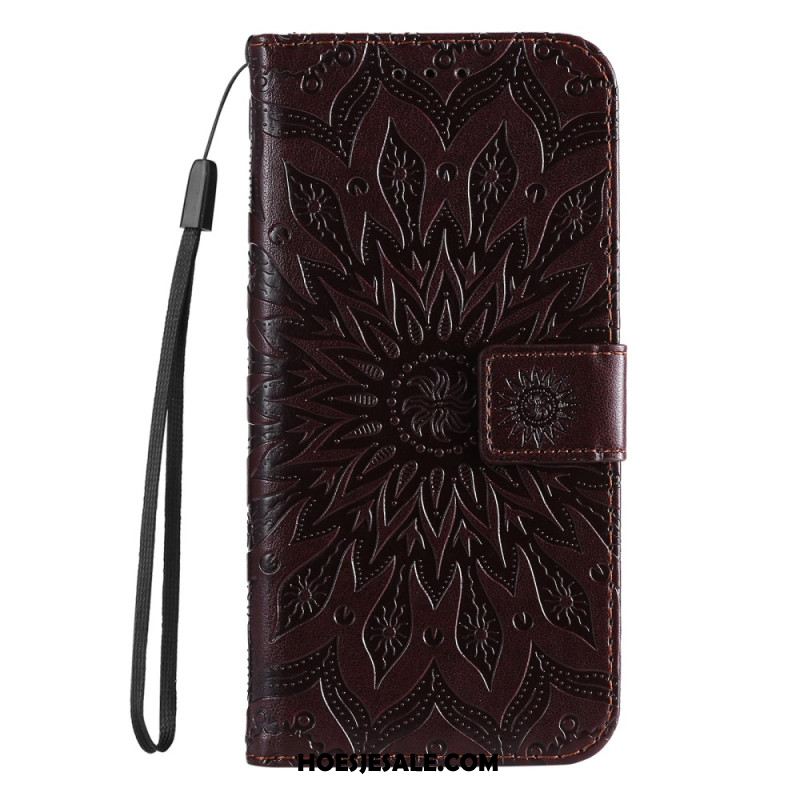 Leren Hoesje Voor Samsung Galaxy S24 5g Prachtige Mandala Met Riem