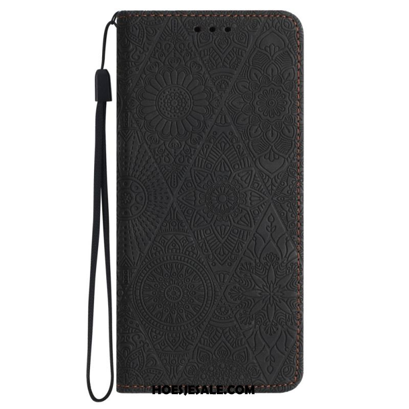 Leren Hoesje Voor Samsung Galaxy S24 Plus 5g Bloemenpatroon