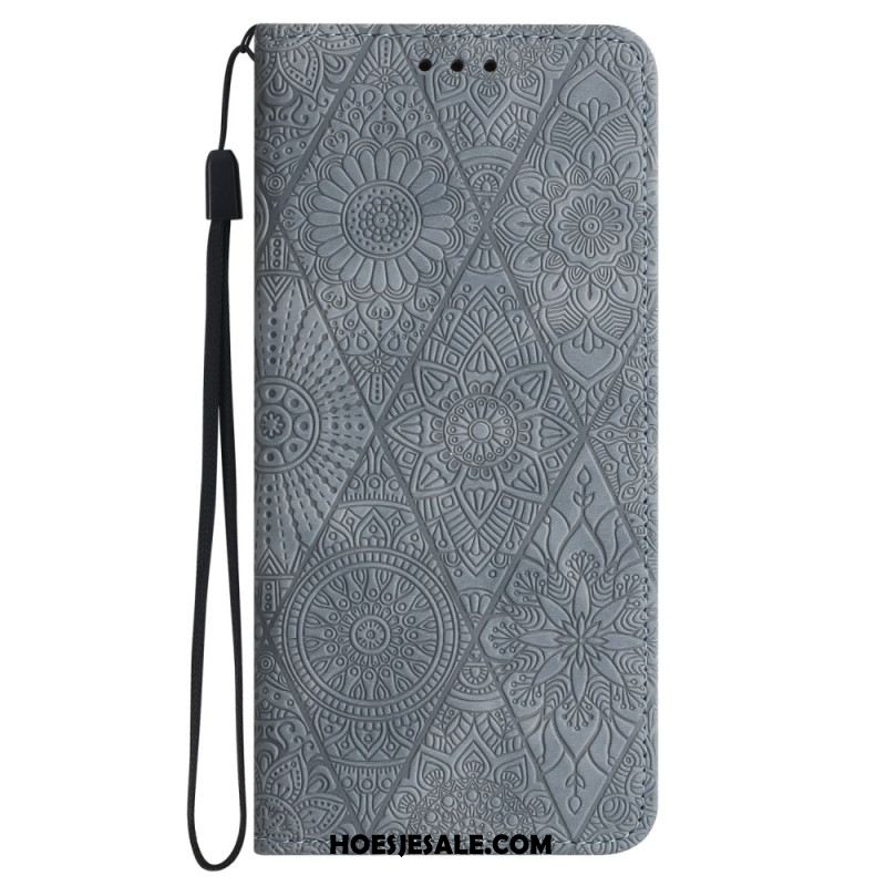 Leren Hoesje Voor Samsung Galaxy S24 Plus 5g Bloemenpatroon