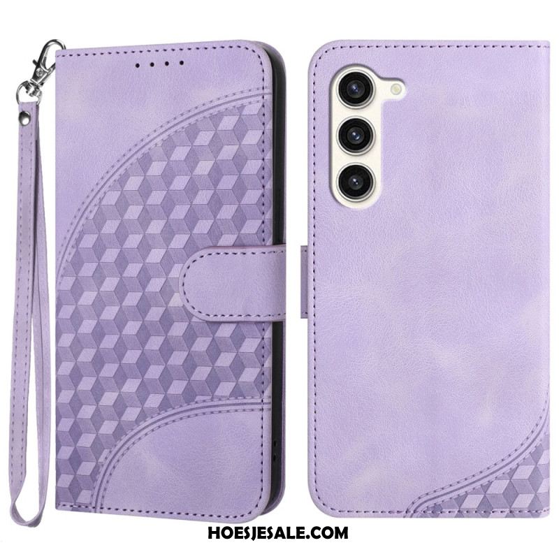 Leren Hoesje Voor Samsung Galaxy S24 Plus 5g Patroon Olifantenkop Met Riem