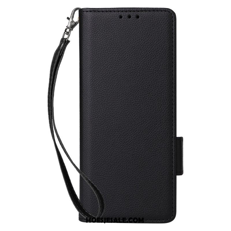 Leren Hoesje Voor Samsung Galaxy Z Fold 6 Dubbele Sluiting En Riem