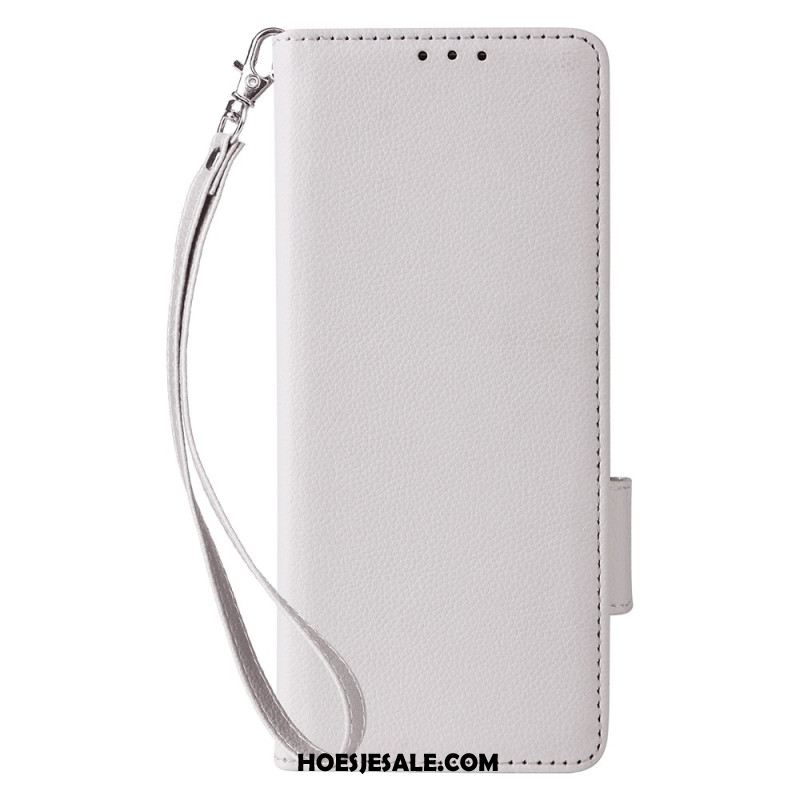 Leren Hoesje Voor Samsung Galaxy Z Fold 6 Dubbele Sluiting En Riem