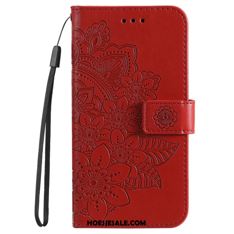 Leren Hoesje Voor Xiaomi 14 Pro Bloemmotief Met Riempje