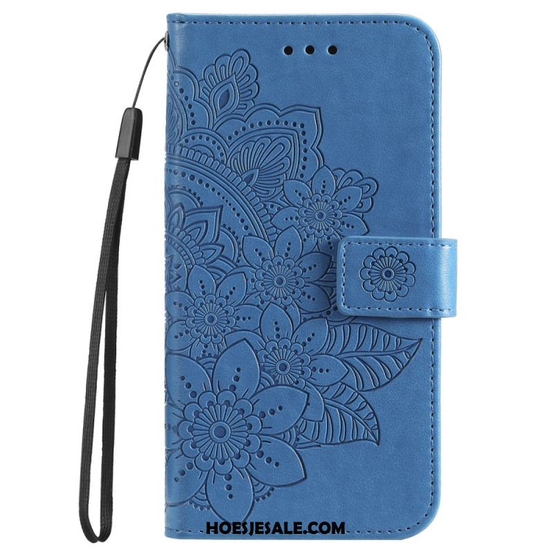 Leren Hoesje Voor Xiaomi 14 Pro Bloemmotief Met Riempje